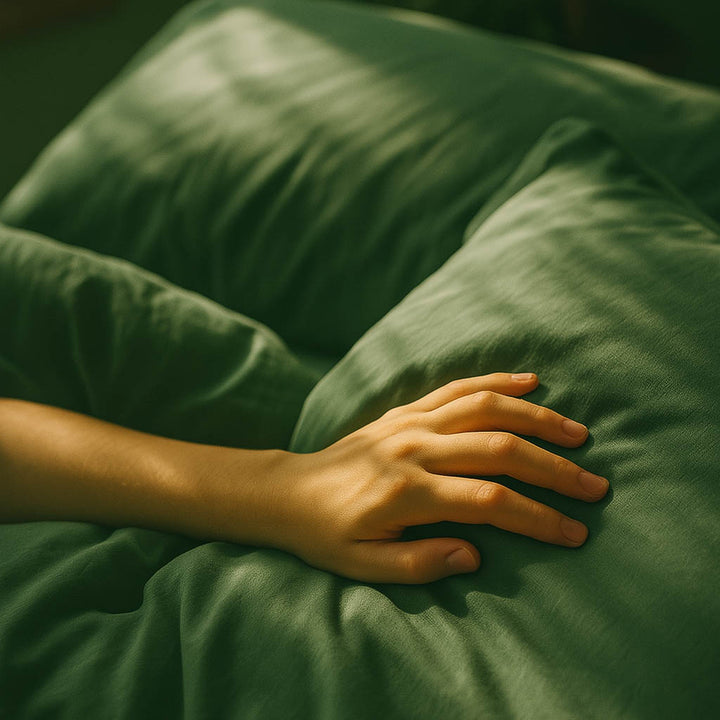 Bettwäsche Set: Baumwoll-Satin waldgrün