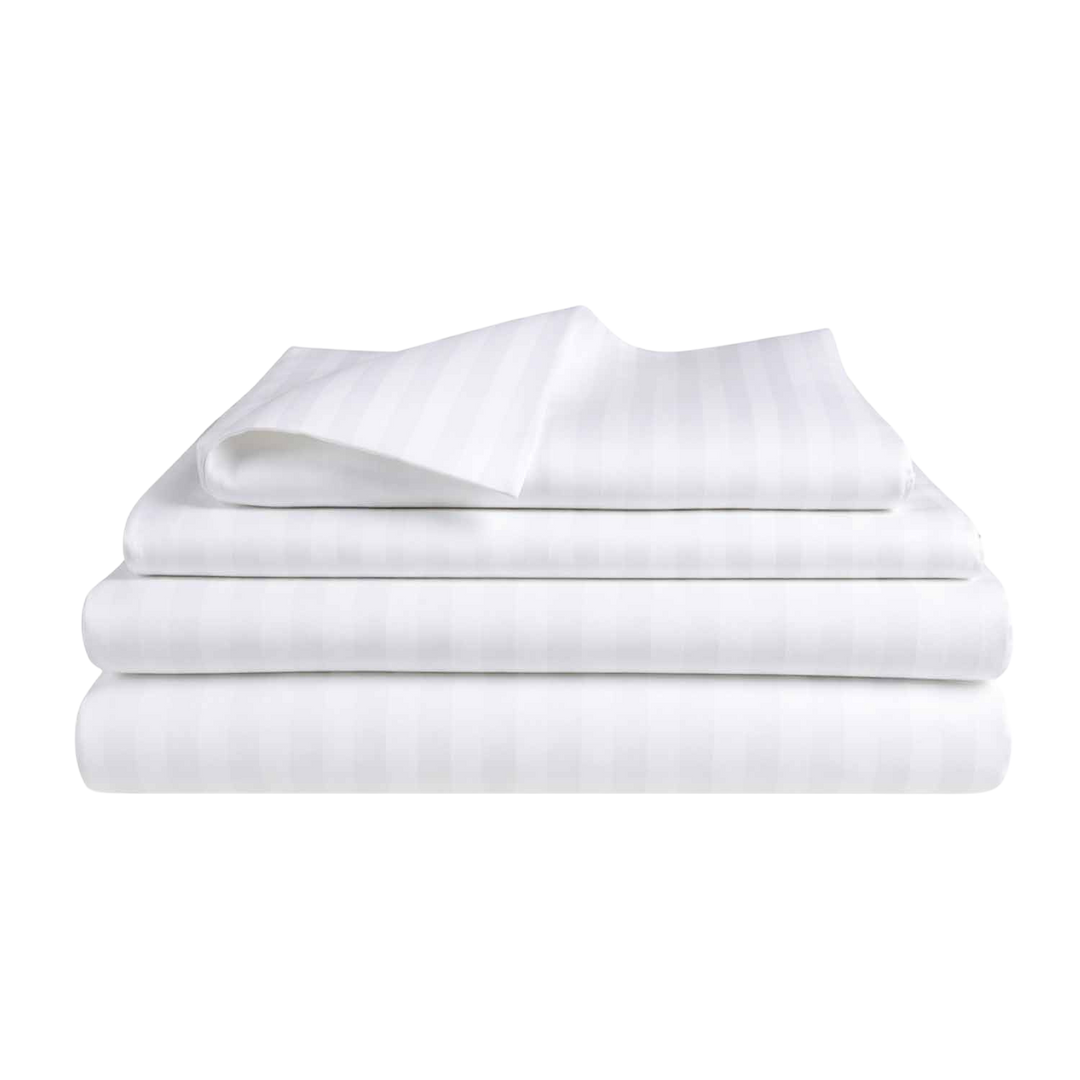Bettwäsche Set Baumwoll Satin weiß gestreift