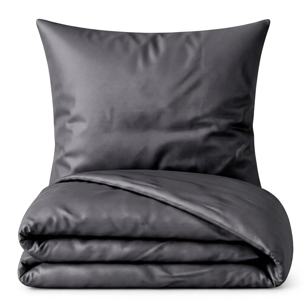 Bettwäsche Set: Baumwoll Satin dunkelgrau