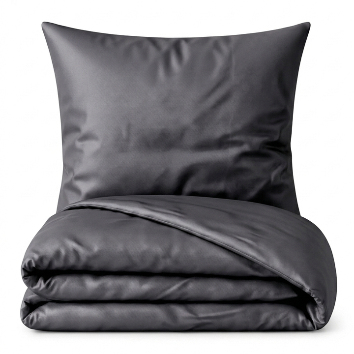 Bettwäsche Set: Baumwoll Satin dunkelgrau