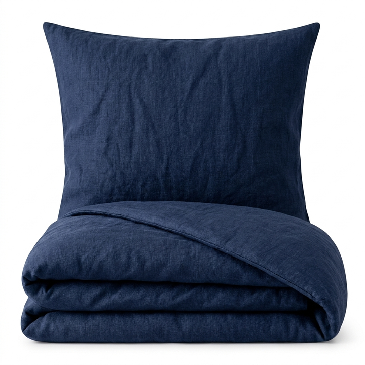 Bettwäsche Set: Halbleinen navyblau