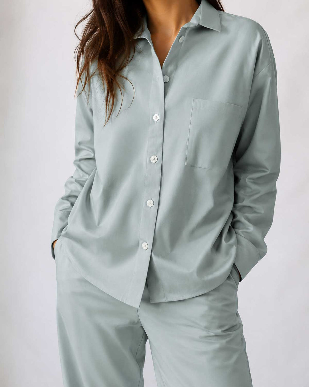 Baumwoll Satin Schlafanzug (Damen)